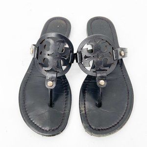 TORY BURCH Black Leather Miller Sandals